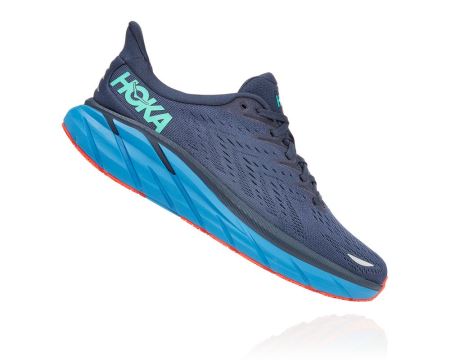 Hoka One One Clifton 8 - Adidasi Alergare Pe Drum Barbati Albastri | RO-eOrlpvN